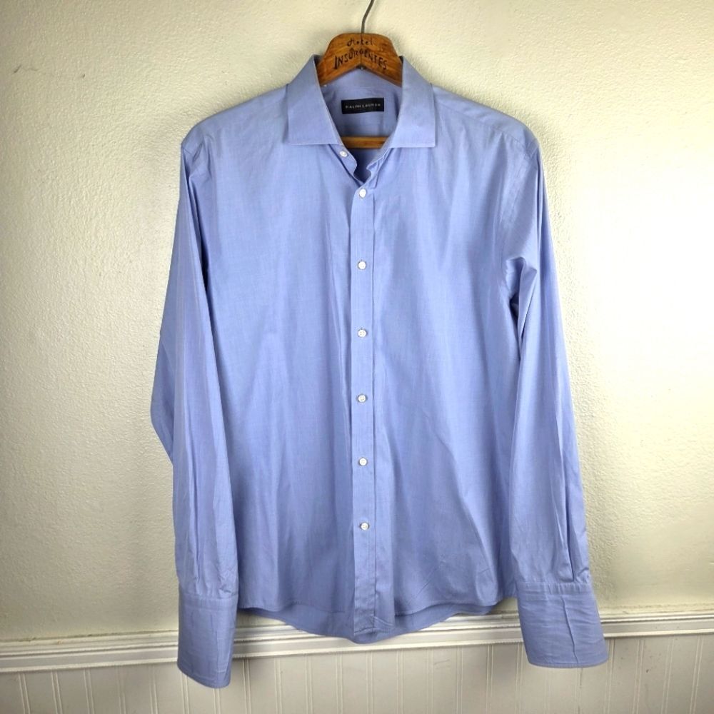 Men's Ralph Lauren 100% Cottpn Light Blue Button Down Shirt Neck Size 17
